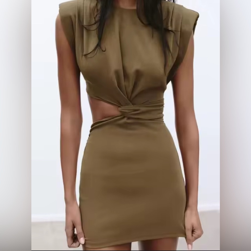 Zara Olive Backless Dress